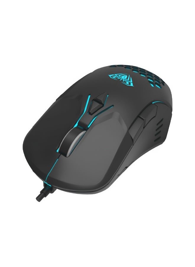 AULA AULA F809 Wired Gaming Mouse - 3200 DPI - LED Lighting with 1.5m Cable - Compatible with Multiple Systems - Black  - Image 2