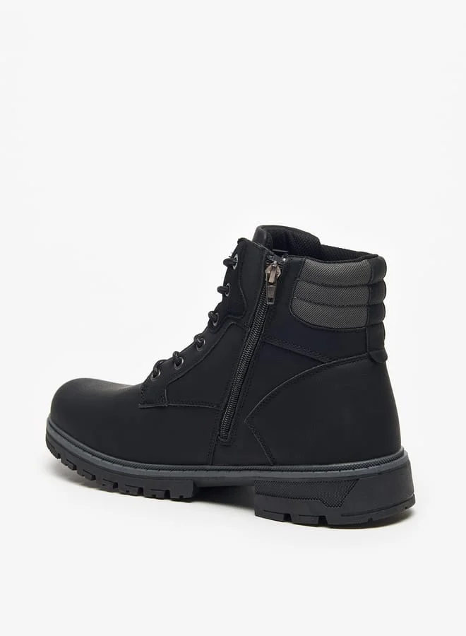 لي كوبر Mens Logo Detail Chukka Boots with Zip Closure