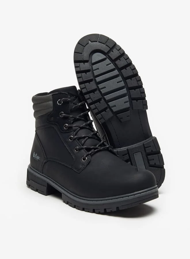 لي كوبر Mens Logo Detail Chukka Boots with Zip Closure