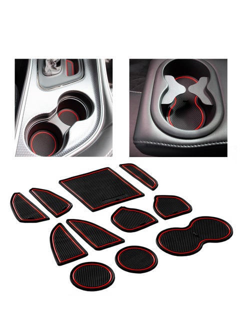 Interior Anti Dust Non-Slip Center Console Cup Holder Inserts Liner Mats for Dodge Challenger Accessories 2015-2020