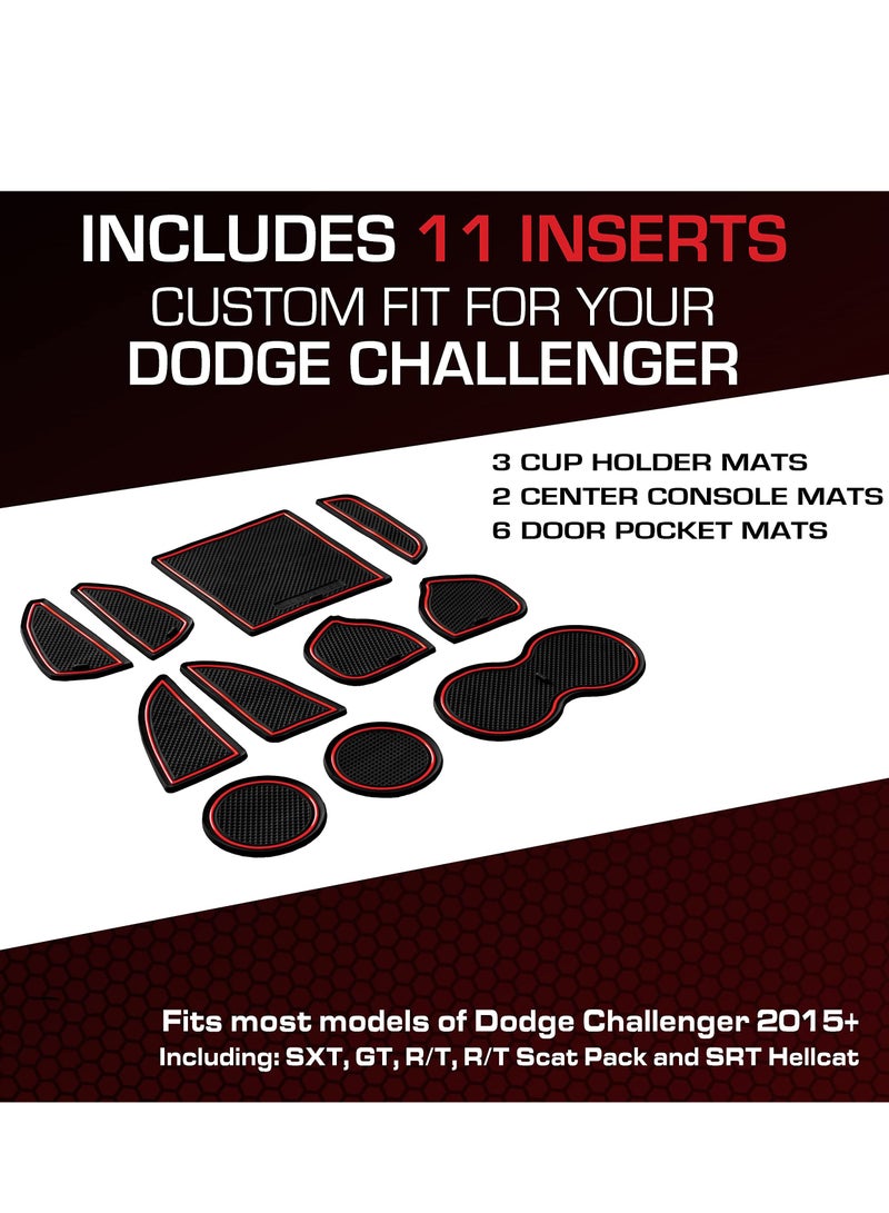 SYOSI Interior Anti Dust Non-Slip Center Console Cup Holder Inserts Liner Mats for Dodge Challenger Accessories 2015-2020  - Image 4