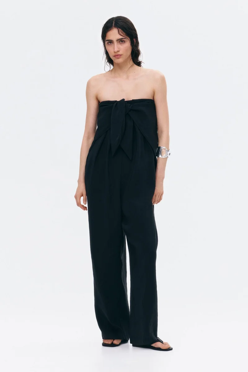Tie-detail bandeau jumpsuit