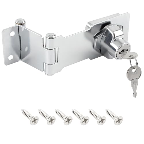 HOWDIA 3 Inch Keyed Door Lock Hasp Latch, Stainless Steel Heavy Duty Cabinet Locks with Keys, Fit for 90/180 Degree Install, Double Hinge Hasp for Cabinets, Barn Doors - Image 1