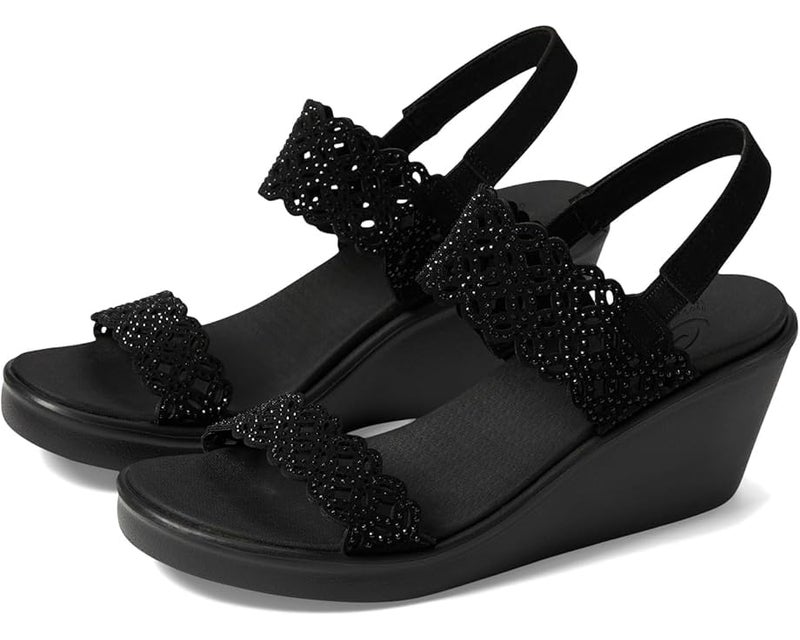 Skechers Cali Women's womens Rumble on - Sassy Dayz Wedge Sandal, Black/Black, 8 US - Image 4