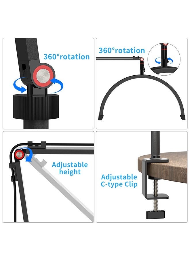 Arabest Lash Light for Eyelash Extensions,Portable Half Moon Desk Lamp,Esthetician Light for Tattoo Artists,Nail Tech,Eyelash Lamp with Phone Holder 3000-6000K 10 Brightness Adjustable - Image 3