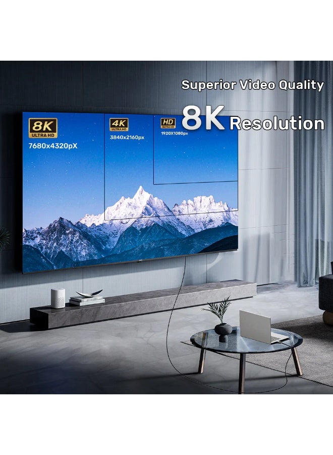 UNITEK Fiber Optic 8K HDMI 2.1 Cable 48Gbps Ultra High Speed, 8K@60Hz 4K@120Hz, HDR10/eARC/VRR, Slim Long-Distance Lossless Signal Transmission up to 100M – Ideal for TV, Monitor, Projector, PS5 & Xbox Series X - Image 5