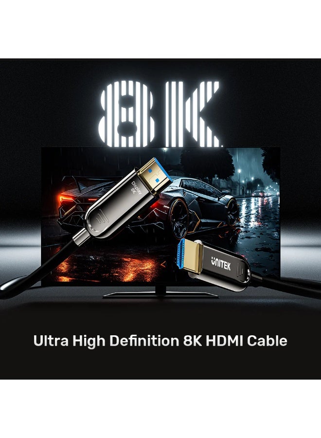 UNITEK Fiber Optic 8K HDMI 2.1 Cable 48Gbps Ultra High Speed, 8K@60Hz 4K@120Hz, HDR10/eARC/VRR, Slim Long-Distance Lossless Signal Transmission up to 100M – Ideal for TV, Monitor, Projector, PS5 & Xbox Series X - Image 3
