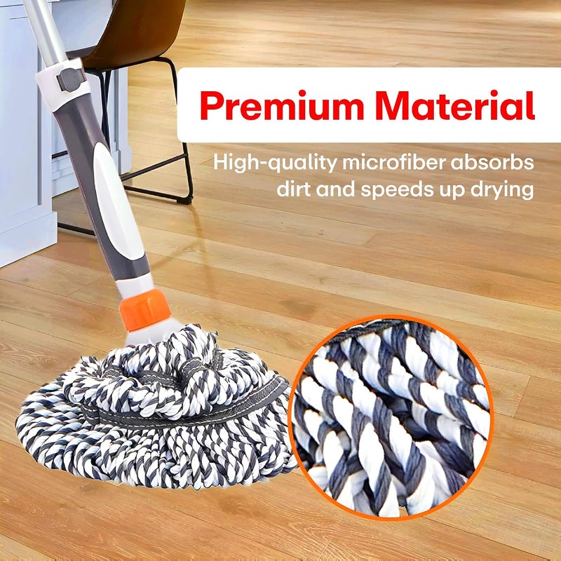 PRIME PICK Twist Mop Telescopick Handle Spin Mop & Extendable Ceiling Fan Cleaning Brush Stainless Steel Wringer Puller Handle Microfiber Dry, Wet Mop for Floor Wall - Image 2