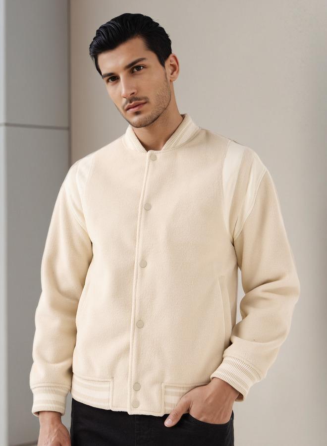 Iconic Men Regular Fit Mandarin Collar Bomber Jacket - Image 3