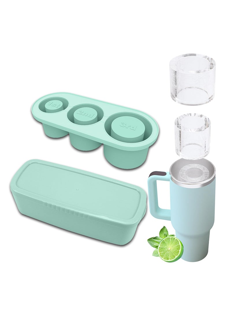 SYOSI Ice Cube Tray Molds for Cups, Silicone Ice Cube Maker With Lid, for Making 3 Hollow Cylinder Ice Cube Molds, for 30-40 Oz Cups for Chilling Cocktails, Whiskey, Drinks, Coffee - Image 1