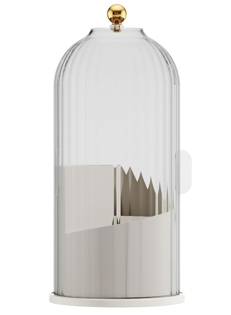 خاجول صندوق تخزين تجميلي بغطاء، منظّم فرشاة مكيال شفافة مقاوم للأتربة 360 دوارة (شفاف) - Image 2