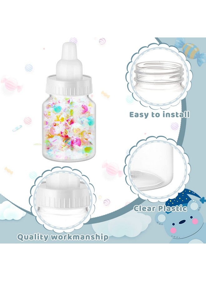 Tessco 72 Pcs 3.5 Inch Baby Bottle Shower Favor Mini Plastic Candy Bottle Clear Plastic Baby Bottles For Baby Shower Mini Baby Bottle Feeding Bottle Candy Box For Baby Shower Supplies Gift (White) - Image 1