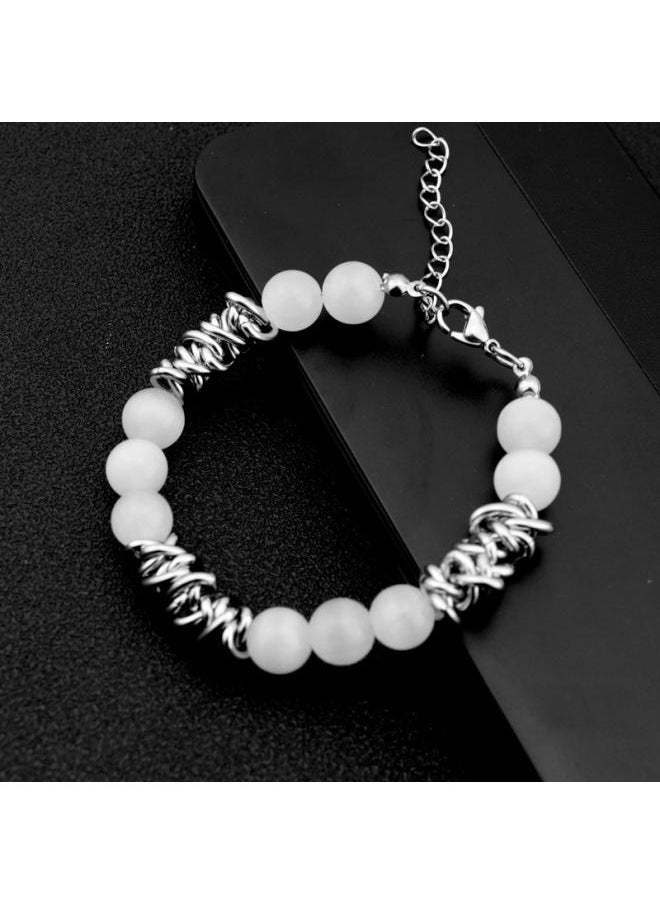 NIBEMINENT Mix Wind Cat's Eye Stone Chain Necklace Bracelet Titanium Steel Neutral Personality Exaggerated Sweater 