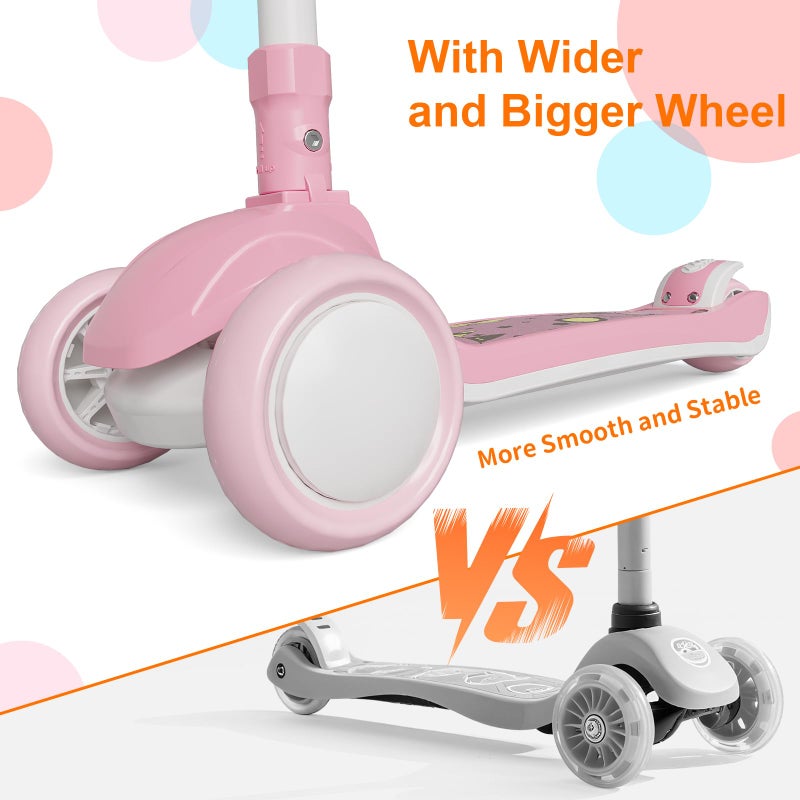 Commugo Kick Scooter for Kids 3 Wheel Capybara Gifts for Boys & Girls, Adjustable Height, Lean-to-Steer, Widen Anti-Slip Deck, Light Up Wheel Pink - Image 5