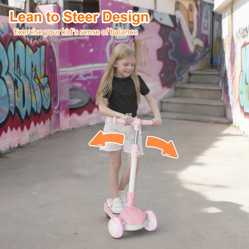 Commugo Kick Scooter for Kids 3 Wheel Capybara Gifts for Boys & Girls, Adjustable Height, Lean-to-Steer, Widen Anti-Slip Deck, Light Up Wheel Pink - Image 3