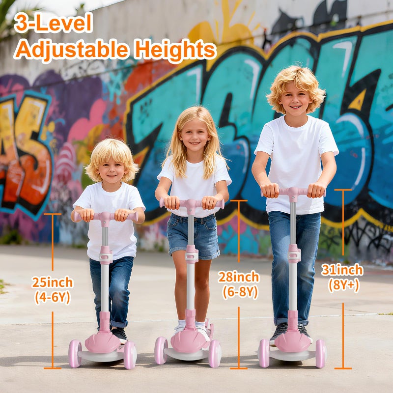 Commugo Kick Scooter for Kids 3 Wheel Capybara Gifts for Boys & Girls, Adjustable Height, Lean-to-Steer, Widen Anti-Slip Deck, Light Up Wheel Pink - Image 2