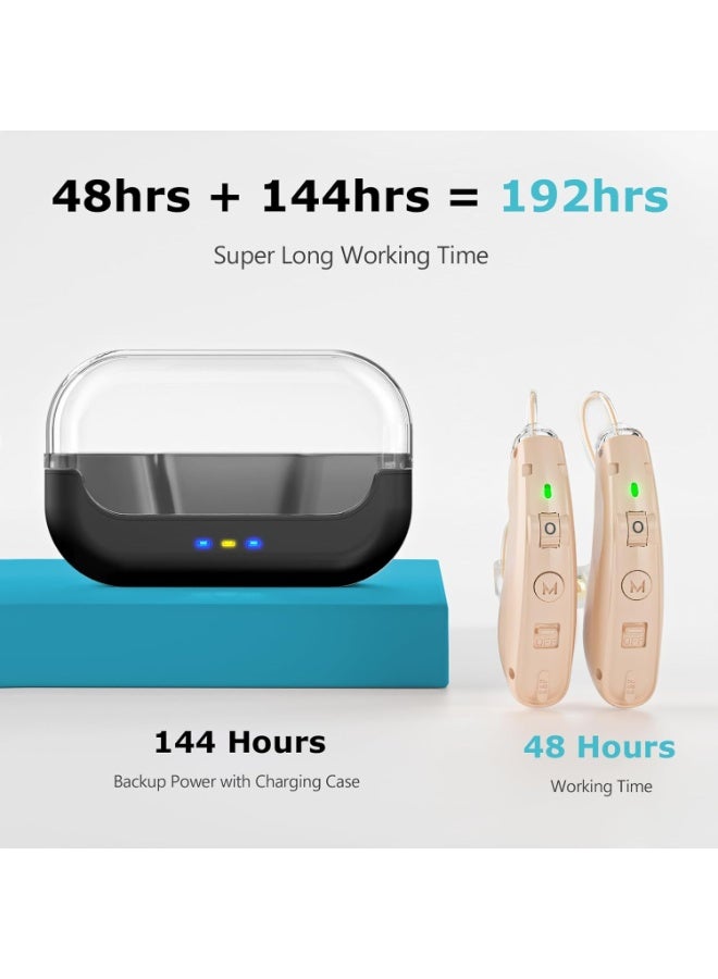 ج الروح سماعات أذن غير مرئية لكبار السن، أجهزة استماع مغناطيسية مع إلغاء الضوضاء وعلبة شحن مع شاشة LED (فضي) - Image 4