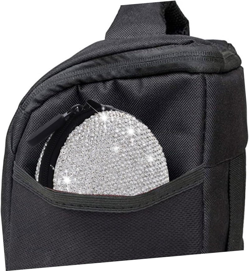 Healifty Silver Rhinestone Earphone Storage Bag Compact Travel Case with Carabiner Shockproof Mesh Organizer for USB Cables Earbuds Headphones Suitable for Hiking Biking Shopping - Image 2