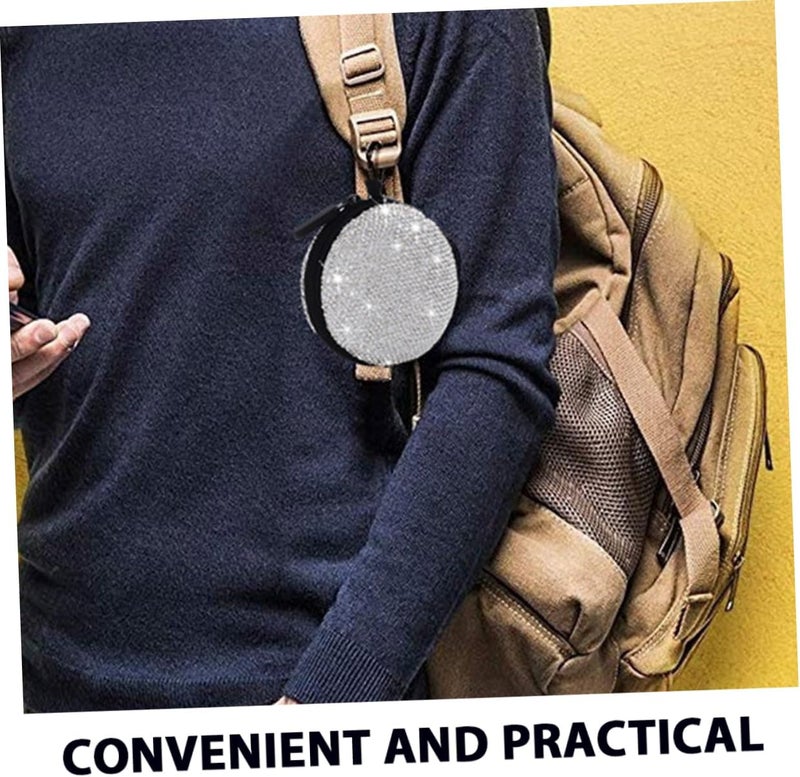 Healifty Silver Rhinestone Earphone Storage Bag Compact Travel Case with Carabiner Shockproof Mesh Organizer for USB Cables Earbuds Headphones Suitable for Hiking Biking Shopping - Image 5
