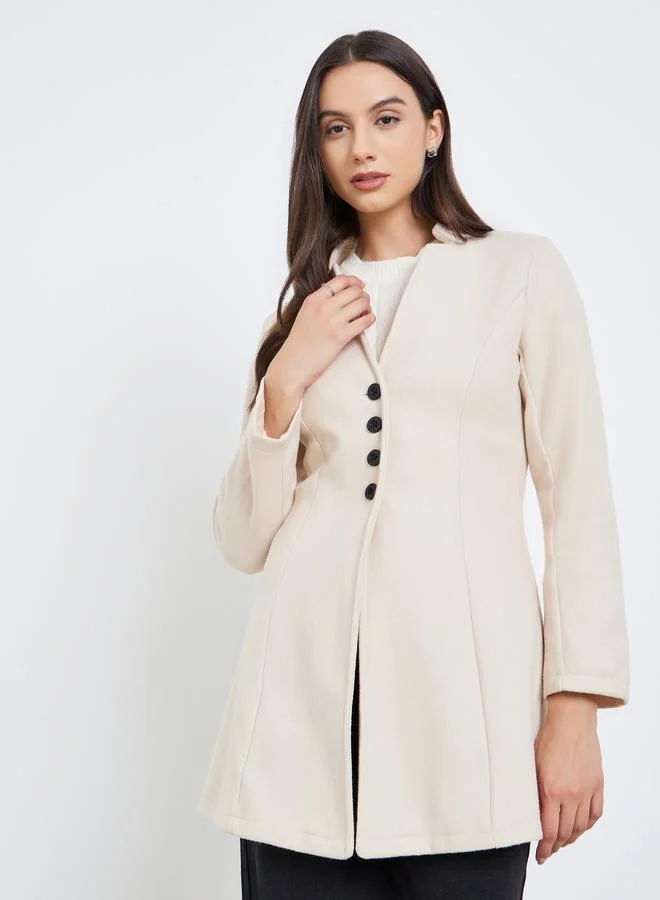Take Two  Women Solid Fitted Long Sleeve Coat for Women | Best Price UAE