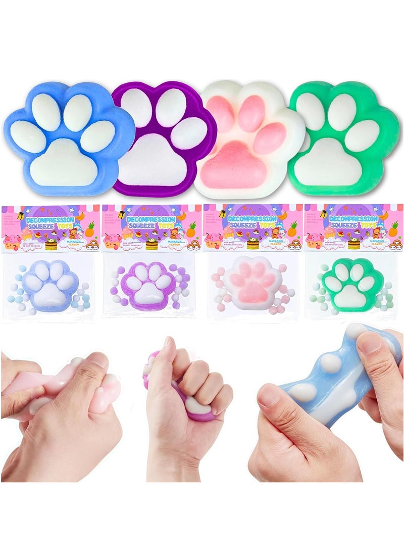 MAGIC VAULT 4pcs Taba Squishy Cat Paw Squeeze Toys – Kawaii Sensory Fidget Squishies for Kids & Adults – Stress Relief Anxiety Mochi Toys – Soft Cute Novelty Gift for Party Favors, Pinata Fillers & More  - Image 1
