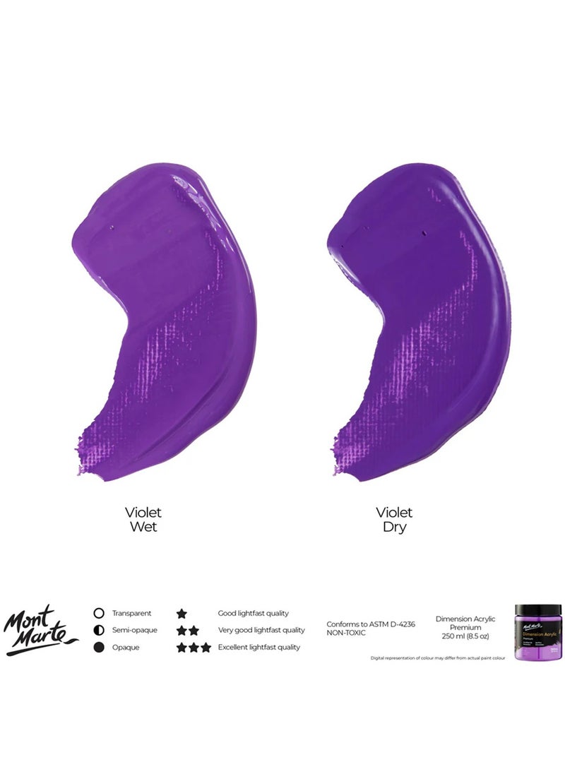 Mont Marte Premium Dimension Acrylic Paint 250ml Content Violet  - Image 2