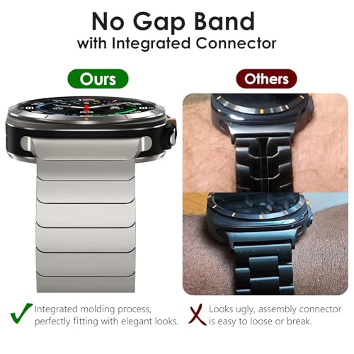 WINGLE Metal Band for Galaxy Watch Ultra Bands 47mm 2025/2024 Men 24mm Wide Rugged Stainless Steel Bracelet Classy Casual Business Samsung Galaxy Watch Ultra Band with Butterfly Folding Clasp Titanium - Image 4