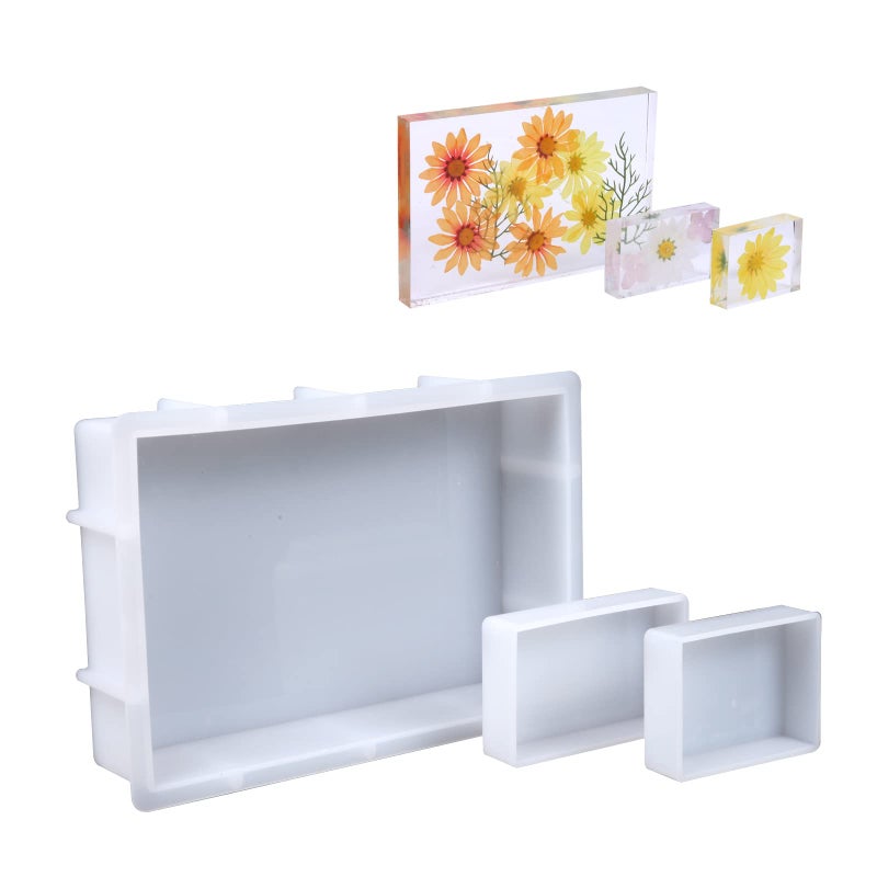 3 Pcs Rectangular Silicone Molds for Resin Large Resin Mold Glossy Deep Square Molds 96x 66 w 4x 27 w 31x 25 w Deep Epoxy Resin Molds for Flowers Preservation Resin Casting