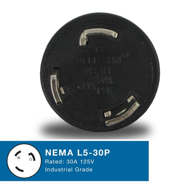 Conntek 30126-BK L5-30P 30-Amp 125-volt Locking Male Plug for 15 to 20-Amp Straight Blade Female Connector Adapter - Image 3