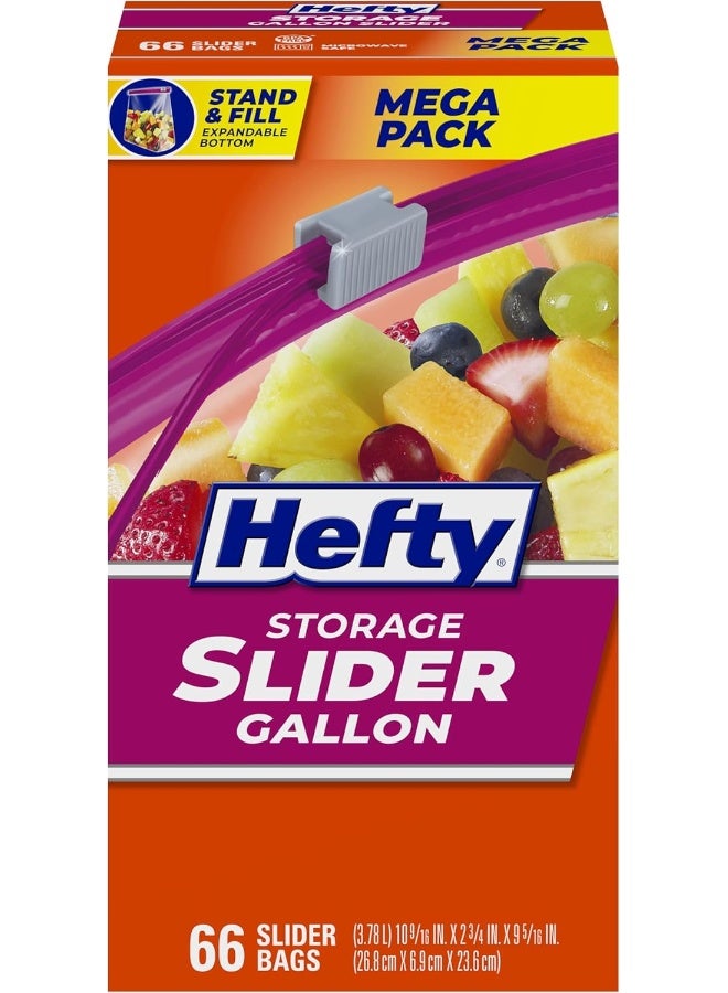 Hefty Hefty Slider Storage Bags, Gallon Size, 66 Count  - Image 1