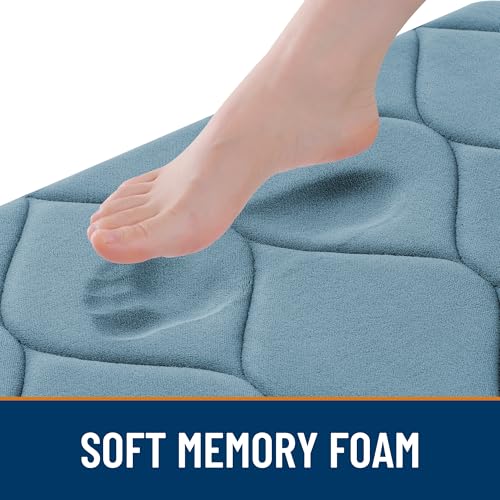 Smiry Memory Foam Bath Mat 30x20 Ultra Soft NonSlip Bathroom Rug Plush Water Absorbent Quick Dry and Machine Washable Floor Mat for Shower Tub Home Decor Airy Blue - Image 3