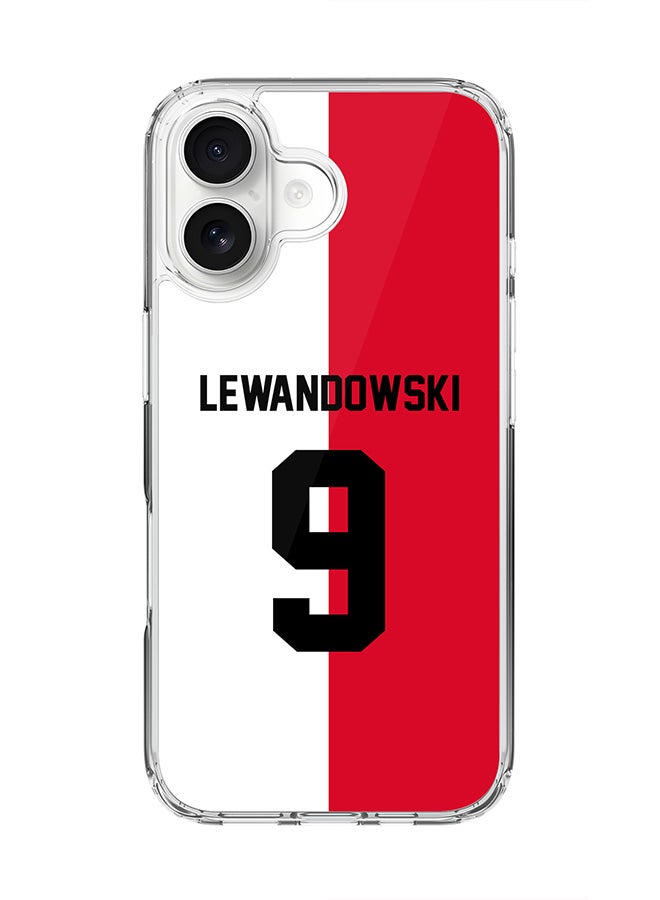 Stylizedd Classic Clear MagSafe Case for iPhone 17 , Hybrid Soft Case Flexible Edges Anti Drop TPU PC Gel Thin Transparent Cover [ Designed for iPhone 17 ] - Football Team - Poland, Player Name - Lewandowski