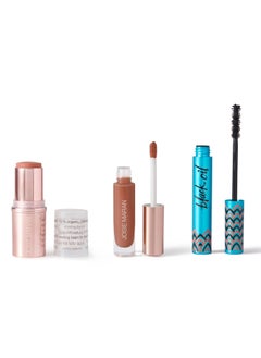 josie maran Josie Maran 3-Piece Color Makeup Kit - Argan Oil-Based Makeup Balm for Lips, Cheeks and Eyes, Hyaluronic Acid Lip Plumper & Argan Black Mascara (3 Piece Set) 