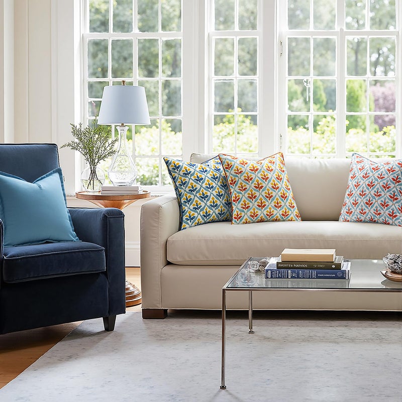 MIULEE Pack of 2 Decorative Outdoor Waterproof Throw Pillow Covers Flower Print Chic Boho Accent Pillow Covers for Square Garden Patio Cushion 18x18 Inch, Orange Teal Red - Image 5