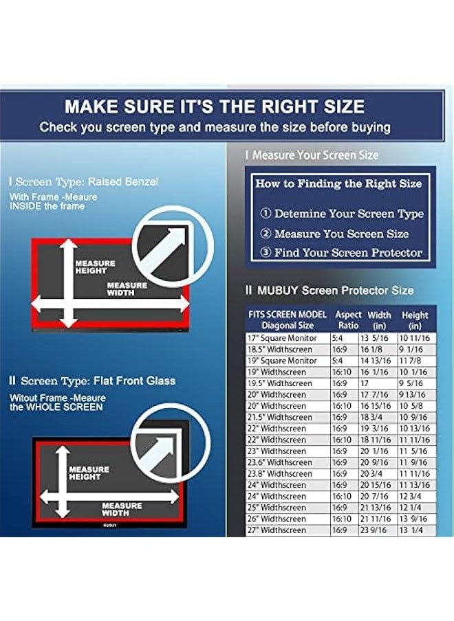 Arabest 2-Pack 24-Inch Anti-Glare Matte Screen Protector for Sceptre, LG, Dell, HP, Acer, ViewSonic, ASUS, AOC, Samsung, KOORUI, InnoView, CRUA, BenQ, SANSUI Diagonal 24-Inch 16:9 LED PC Screen Gaming Monit  - Image 2