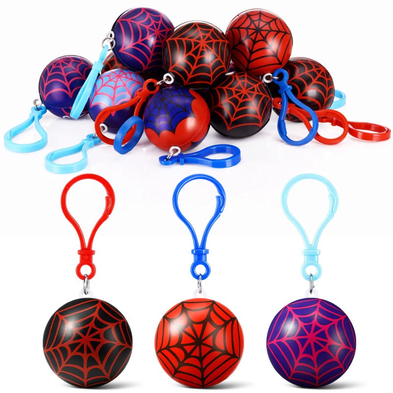 Kenning 12 Pcs Spider Birthday Party Favor Spider Keychain 15 Mini Foam Stress Ball for Birthday Decorations Supplies Halloween Goodie Bags Christmas Stocking Stuffers Valentines Gifts - Image 3