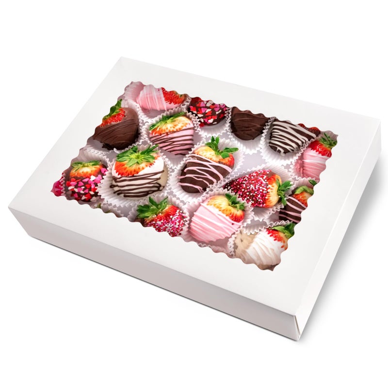 Rarapop 4 Pack Large Cookie Boxes with Window, 16x11x2.5 Inches Auto-Popup Bakery Boxes Treat Boxes for Pastries, Donuts, Pies, Muffins - Image 1