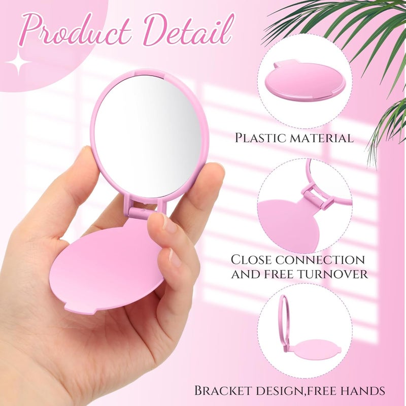 Portable Travel Mirror: 2.8 X 2.4 Inch Lotus-Root Pink - 24-Pack Bulk Flip-Open Design Compact Makeup Mirror for Travel, Daily Beauty Routines And Party Favors - Image 3