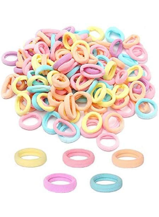 Pengxiaomei 200Pcs Baby Hair Ties Soft Cotton Toddler Hair Ties For Girls And Kids 1 Inch Multicolor Seamless Hair Bands Elastic Ponytail Holders - Image 2