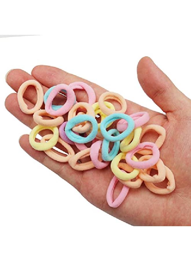 Pengxiaomei 200Pcs Baby Hair Ties Soft Cotton Toddler Hair Ties For Girls And Kids 1 Inch Multicolor Seamless Hair Bands Elastic Ponytail Holders - Image 4