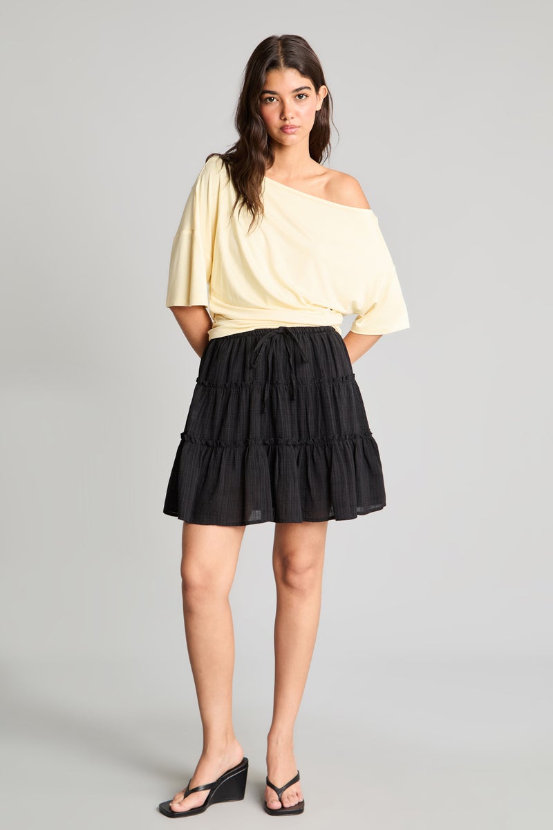 DeFacto Yellow Woman Loose Fit One Shoulder Short Sleeve T-Shirt Casual - Image 2