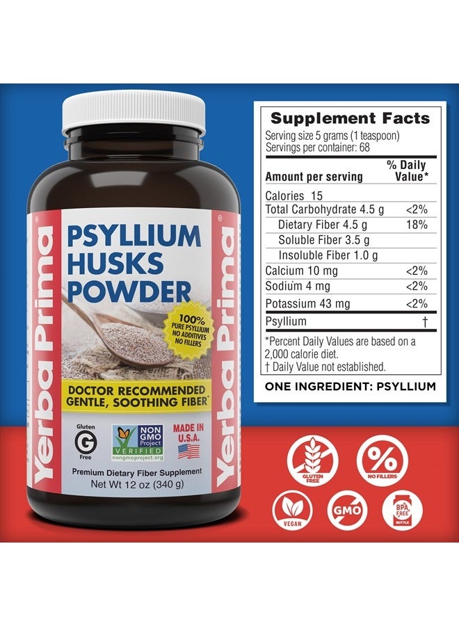 Yerba Prima Psyllium Husks Powder 12 oz - Natural Fiber Supplement - Colon Cleanser - Gut Health - Vegan, Non-GMO, Gluten-Free (New Label - Packaging May Vary) - Image 4