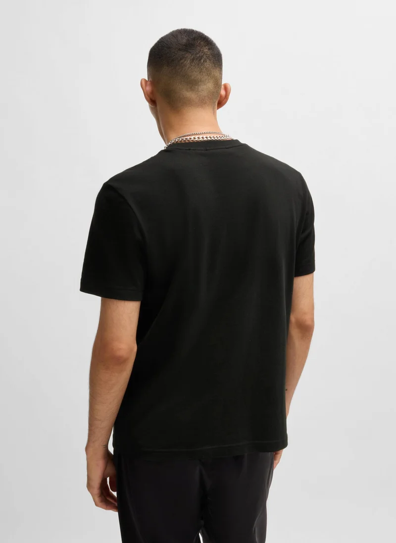 HUGO Cotton-jersey T-shirt with stacked-logo print