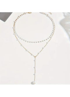 Huitich Elegant Layered Pearl Drop Necklace  - Image 2