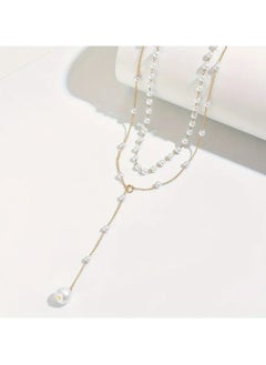 Huitich Elegant Layered Pearl Drop Necklace  - Image 3