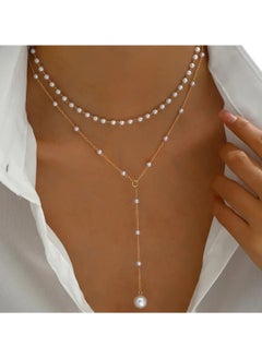 Huitich Elegant Layered Pearl Drop Necklace  - Image 4