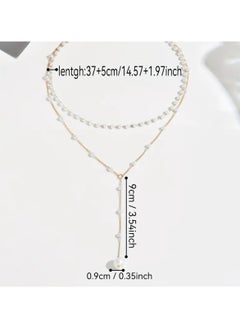Huitich Elegant Layered Pearl Drop Necklace  - Image 5