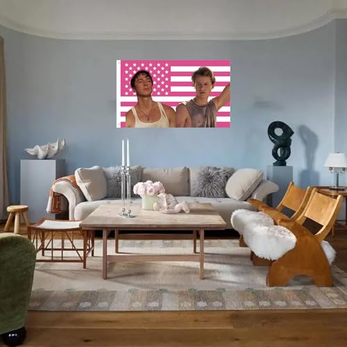WENWELL JJ and Rafe USA Flag Tapestry - Funny Pink OuterBanks America Flag 3x5 Feet,Polyester Banner for College Dorm Room Bedroom Outdoor Parties Decor with Brass Grommets - Image 5