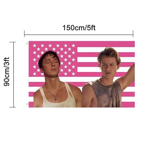 WENWELL JJ and Rafe USA Flag Tapestry - Funny Pink OuterBanks America Flag 3x5 Feet,Polyester Banner for College Dorm Room Bedroom Outdoor Parties Decor with Brass Grommets - Image 2
