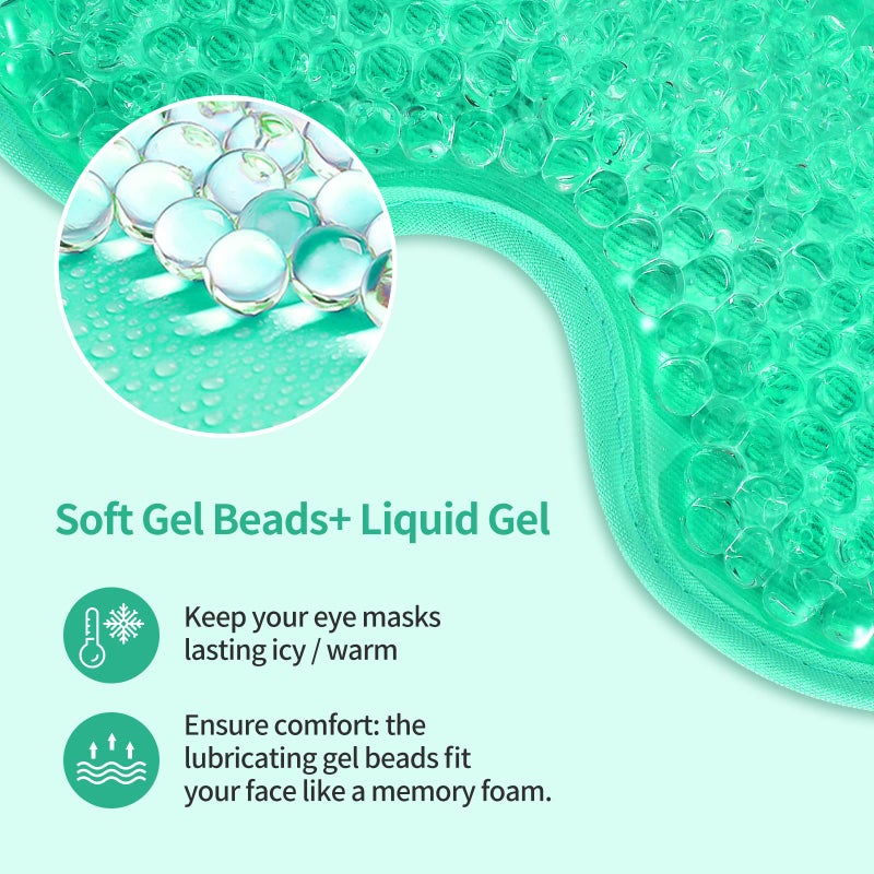 CONSGIJI 2PCS Gel Eye Mask Reusable Cold Therapy Gel Bead Eye Mask for Puffiness/Dark Circles/Eye Bags/Dry Eyes/Headaches/Migraines/Stress Relief(Green) - Image 5
